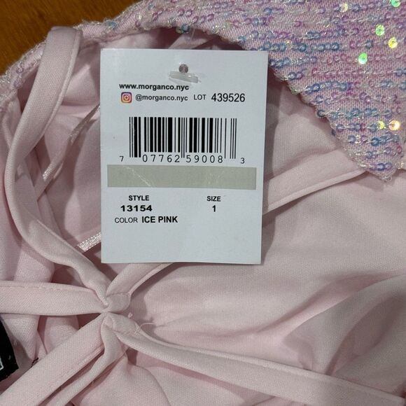 Morgan & Co. Elegant Pink sequin Glitter Evening Dress NWT - Picture 8 of 10